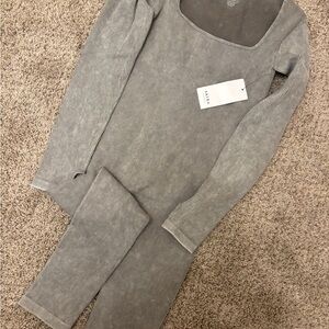 AKIRA Grey Ribbed Long-Sleeve Bodysuit